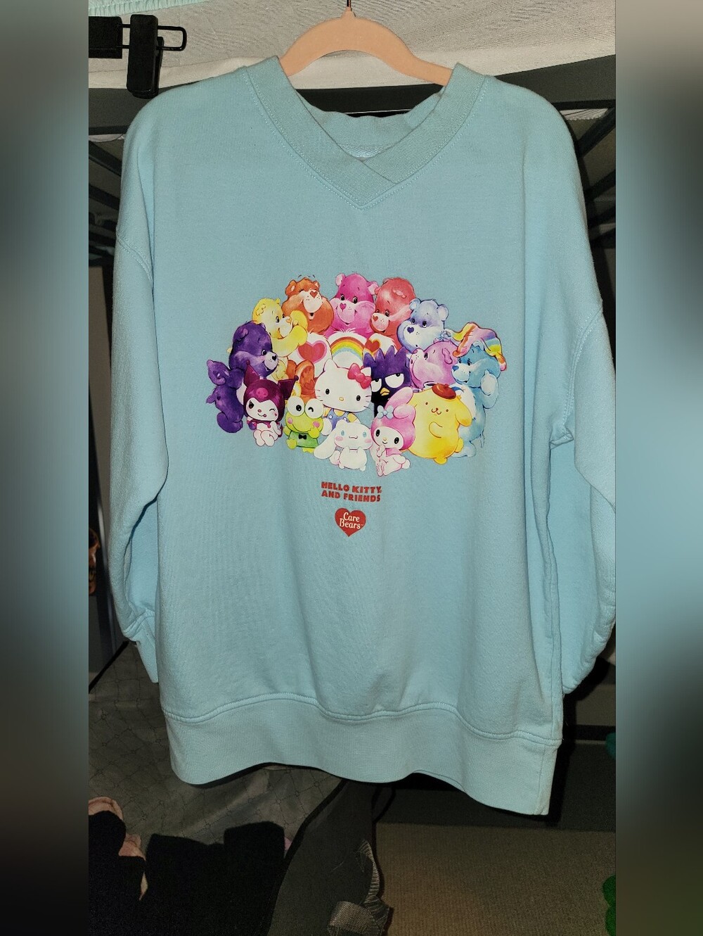 Girl's Hello Kitty & Friends x Care Bears Light Blue Graphic Sweatshirt